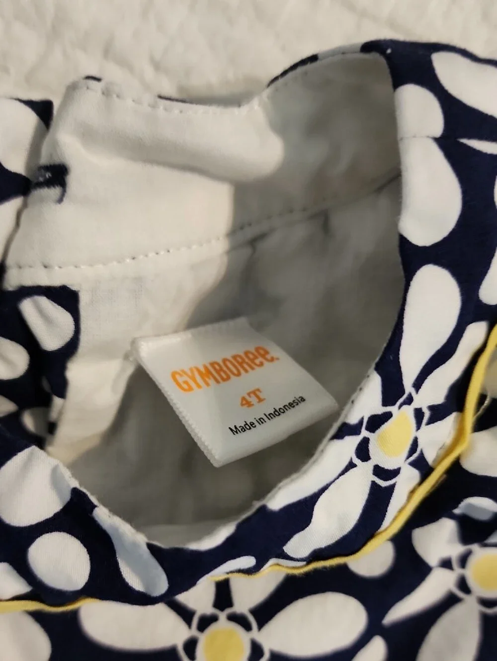 Gymboree Navy White Daisy Dress with Yellow Trim